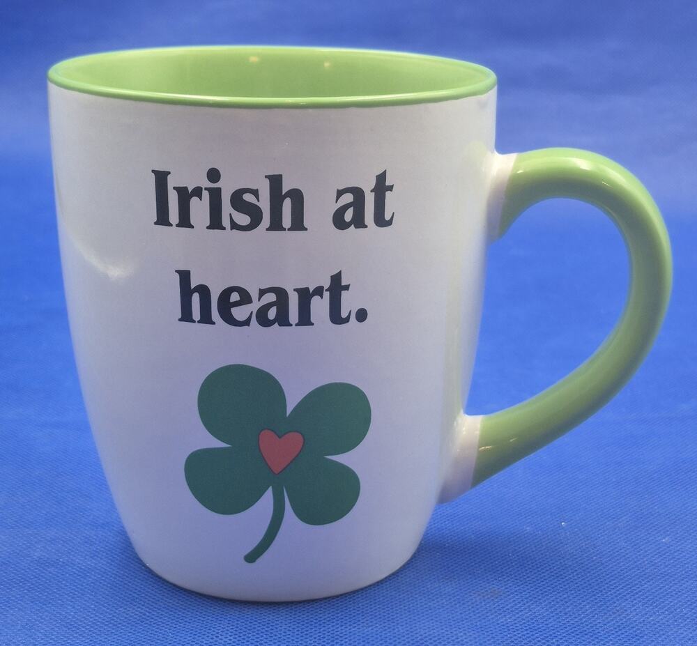 Irish at Heart Jumbo 25oz Ceramic Mug Green & White 5" Tall